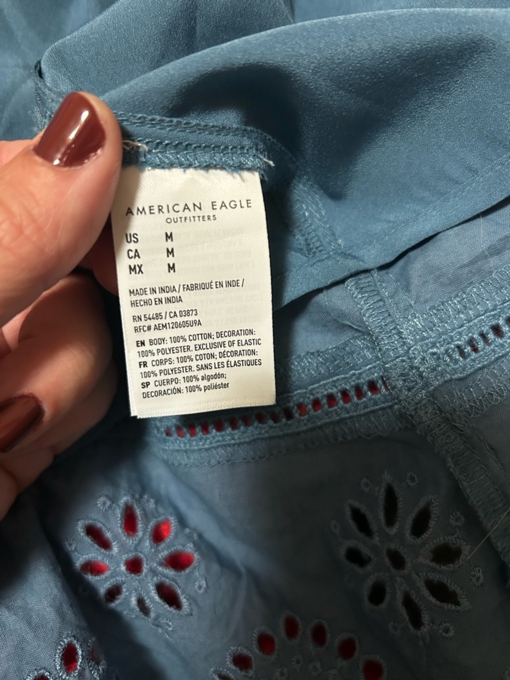 American Eagle Smocked Midi Dress with Eyelet Hem - Picture 6 of 6